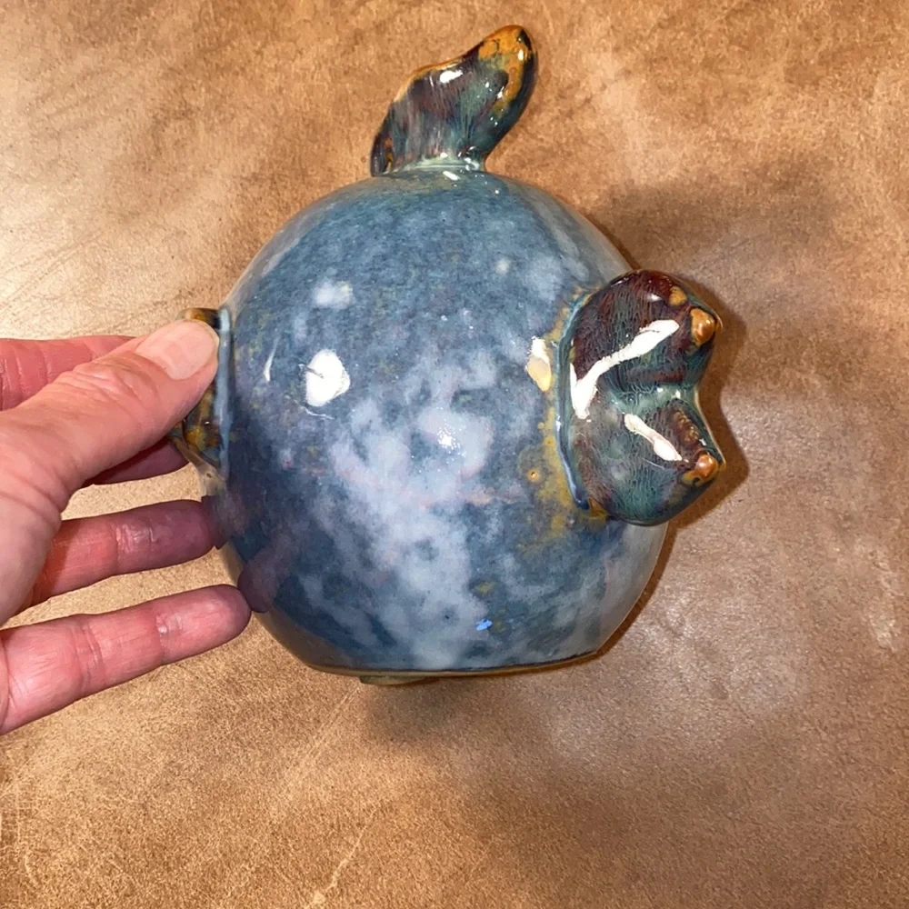 Blue Ceramic Fish Figurine Home Accent - Picture 4 of 11